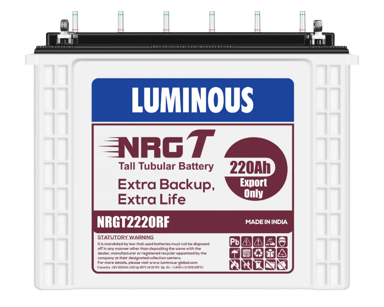 Luminous 220AH NRGt Signature Tubular Battery – durable, long‑lasting inverter battery for Nigerian homes and businesses.