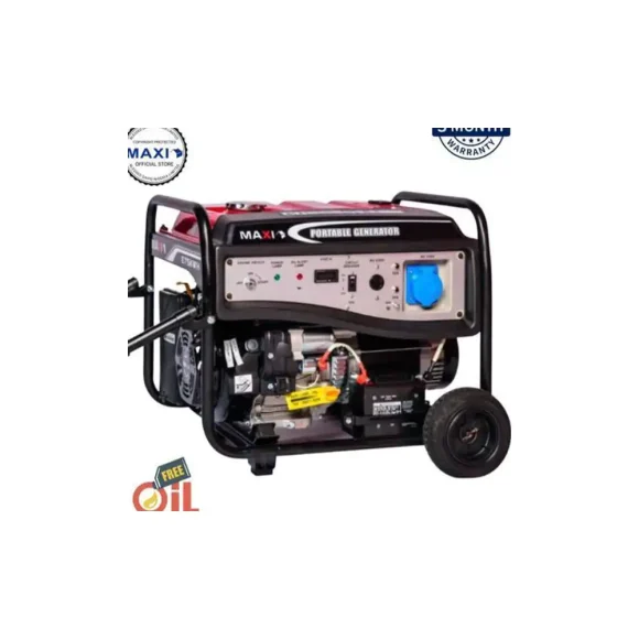 Maxi EK75 9.3KVA/7.5KW Key Start Generator with wheels – durable high-capacity generator for Nigerian homes, shops, and businesses.