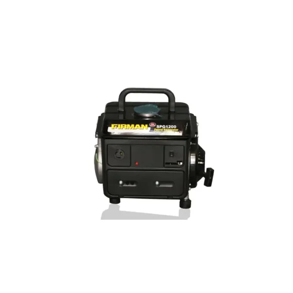 Compact Sumec Firman SP1200 0.9KVA petrol generator with recoil start and black-yellow frame, perfect for light household and shop use in Nigeria.