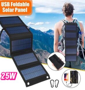 Solar PV panel outdoor emergency mobile power folding bag for portable charging.