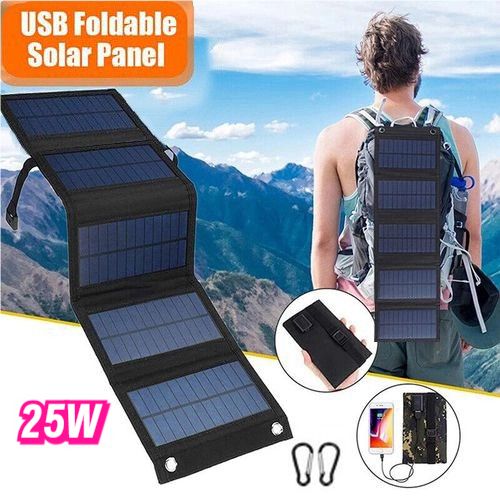 Solar PV panel outdoor emergency mobile power folding bag for portable charging.