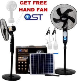 Ost rechargeable solar standing fan
