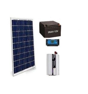 Souer 1000W home solar lighting system with inverter, battery, and solar panel for TV, laptop, and lights.