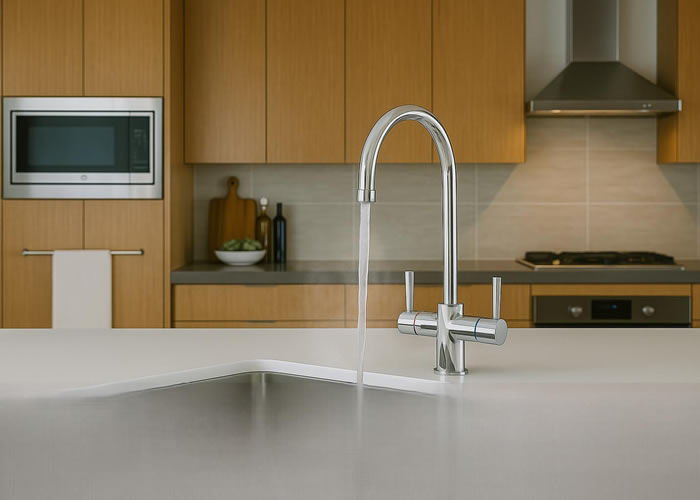 kitchen faucet with water