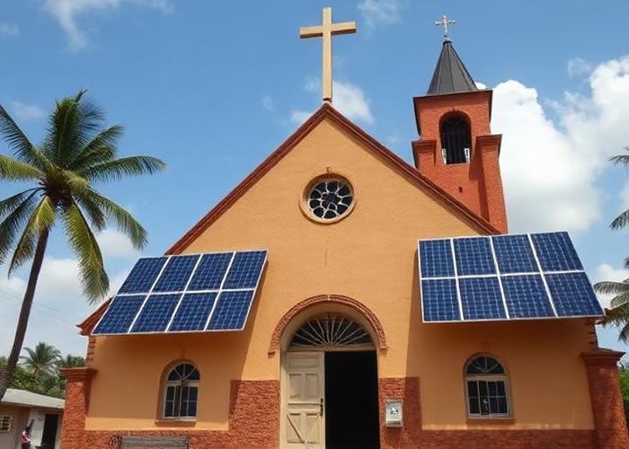 solar panel installer in a church