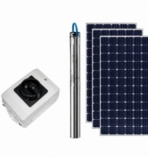 Grundfos 2HP AC/DC solar submersible pump with switch for efficient solar-powered water pumping