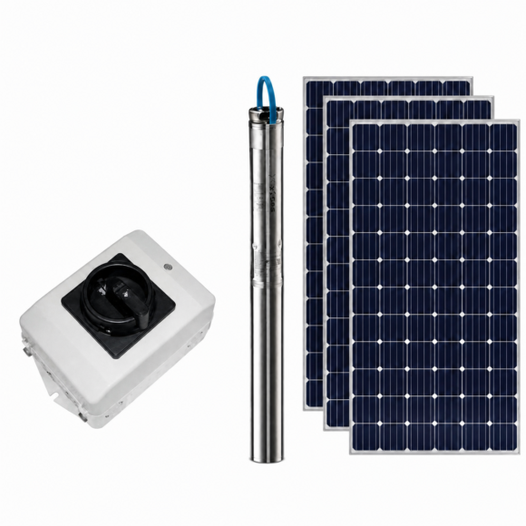Grundfos 2HP AC/DC solar submersible pump with switch for efficient solar-powered water pumping