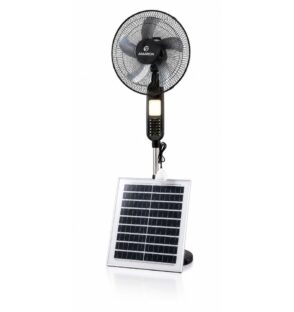 : HAMTEM 16 Inches Solar Rechargeable Fan – Energy-Efficient Standing Fan with Battery and Solar Charging
