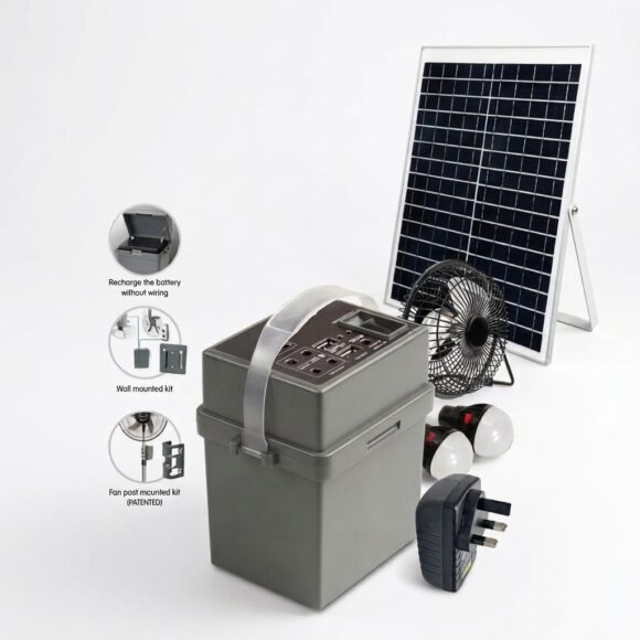 Duravolt SRP-1245 5-in-1 solar rechargeable pack with 12V 4.5Ah battery for portable backup power