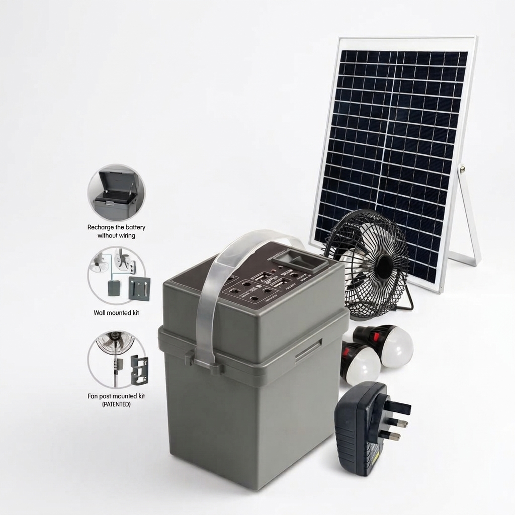 Duravolt SRP-1245 5-in-1 solar rechargeable pack with 12V 4.5Ah battery for portable backup power