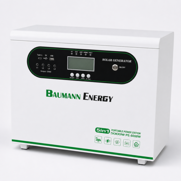 2000W Baumann Energy 5-in-1 portable solar power station for backup and off-grid power