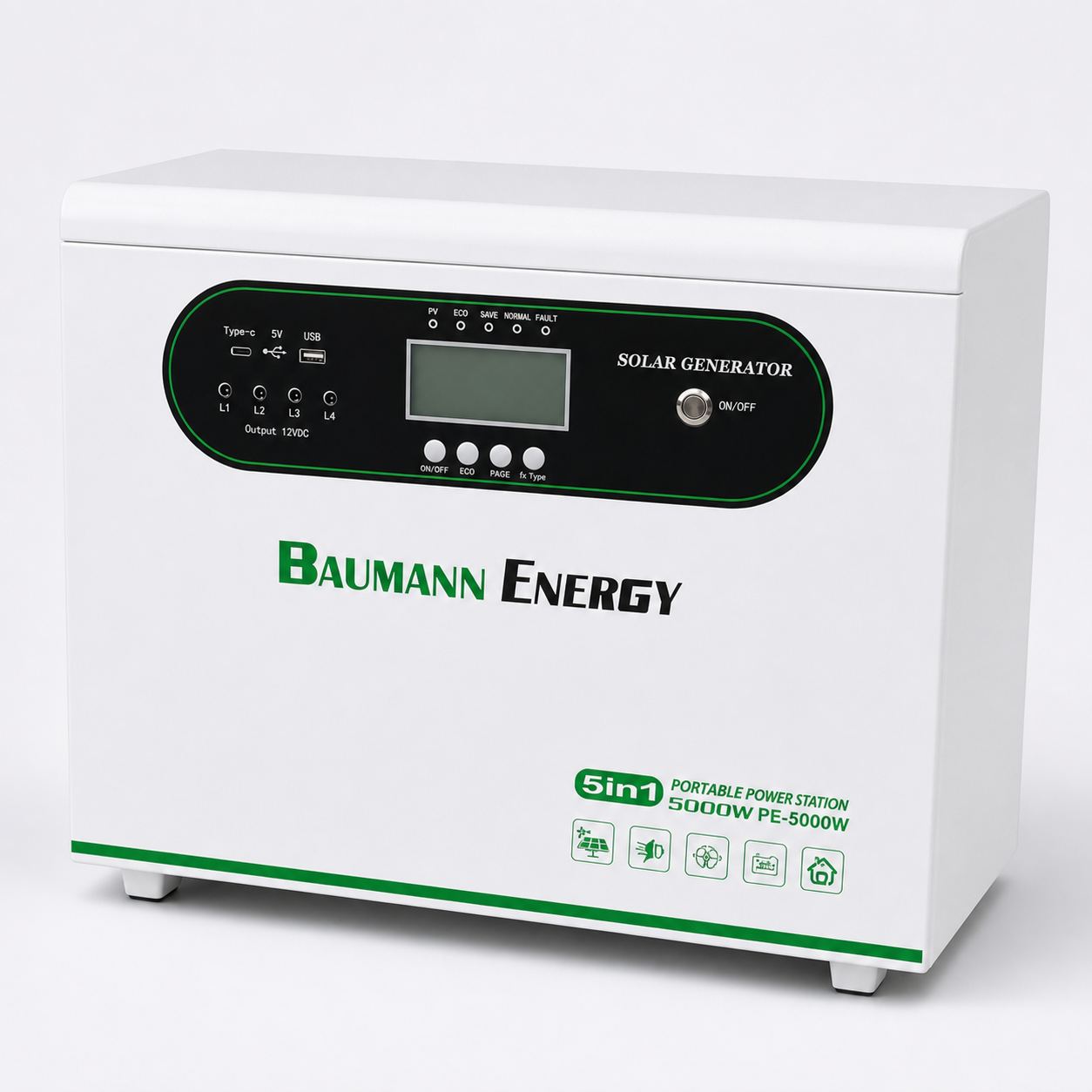 2000W Baumann Energy 5-in-1 portable solar power station for backup and off-grid power