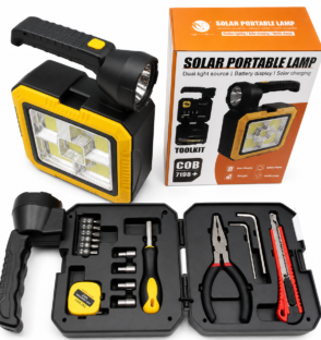 2-in-1 solar portable lamp with tools for emergency lighting and outdoor use