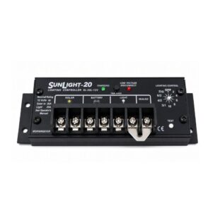 Morningstar 20A solar charge controller for efficient 12V and 24V battery charging in solar power systems.